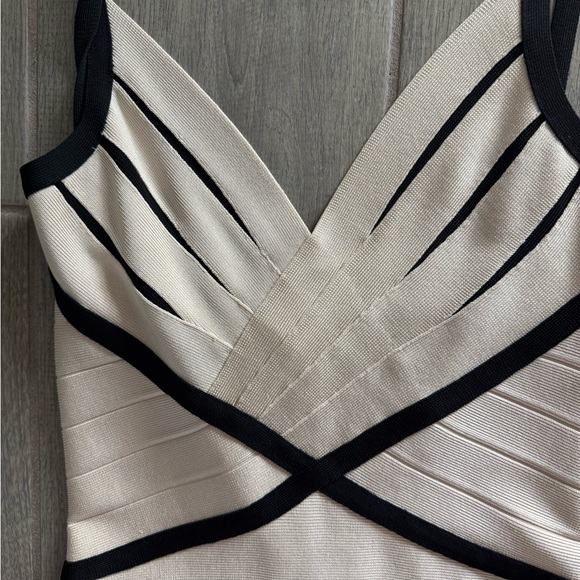 Herve Leger Beige and Black Mini Dress - Picture 8 of 12